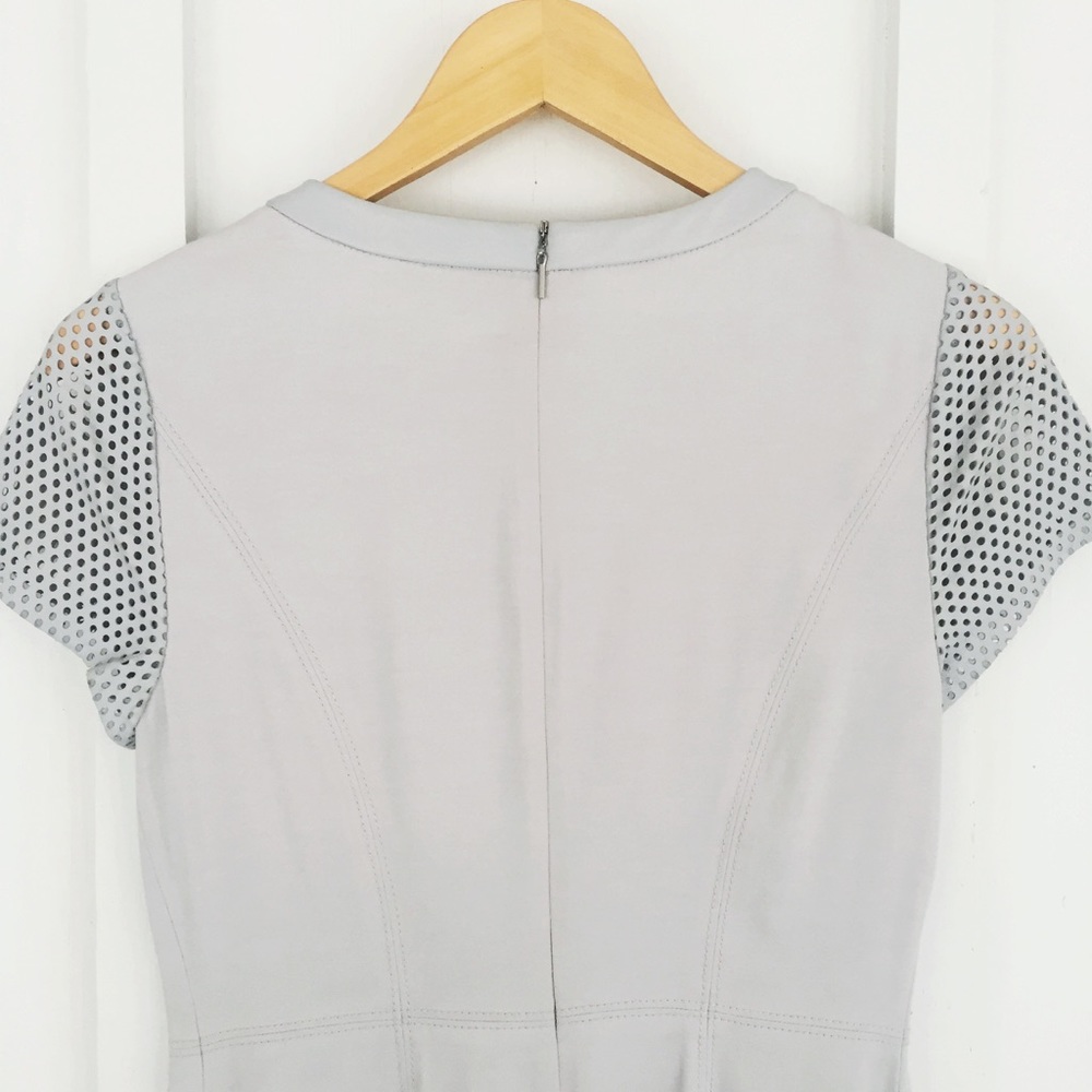 Rebecca Taylor Gray Dress w/Leather Sleeves - Picture 6 of 8